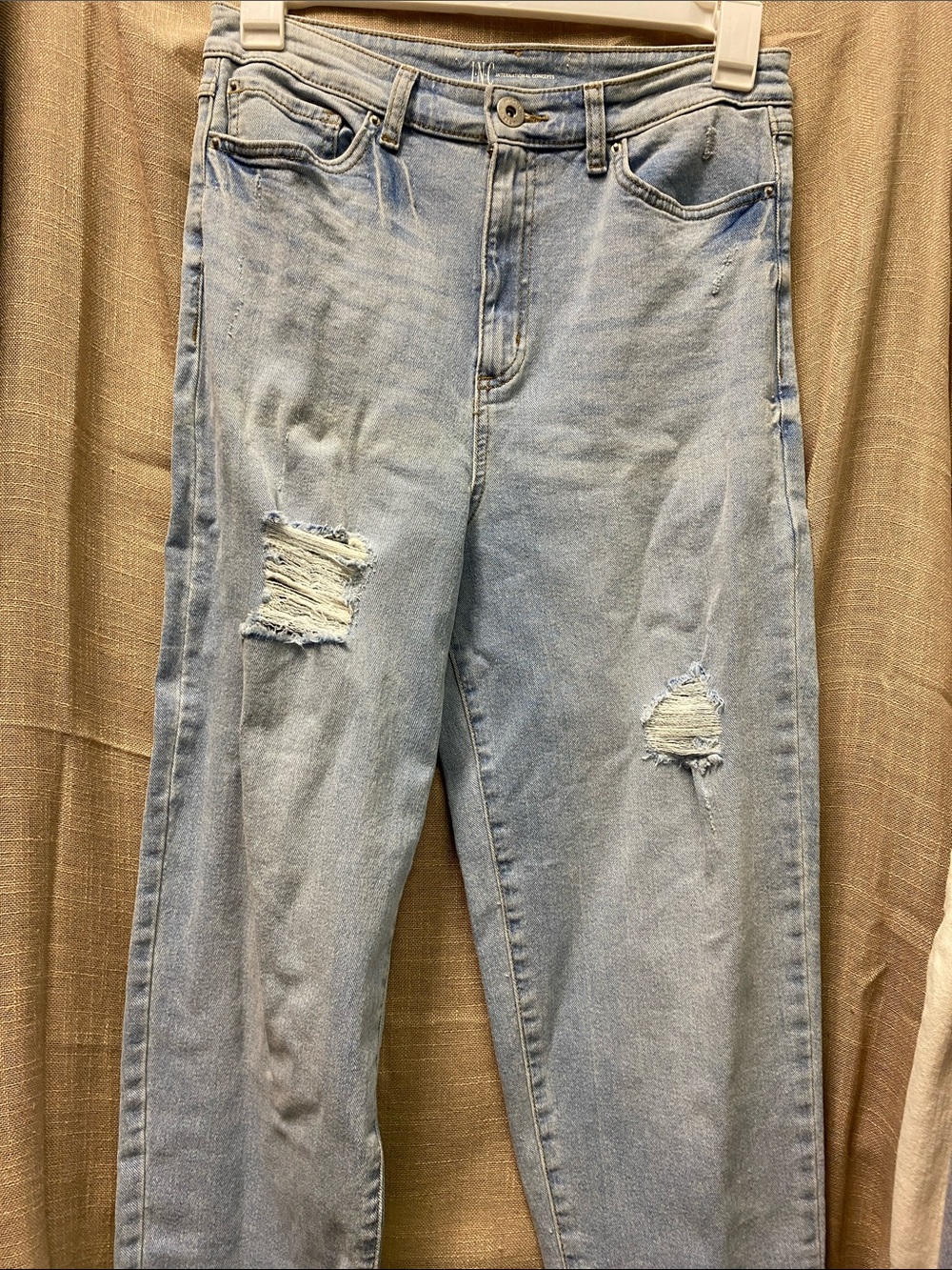 INC International Concepts Light Blue Distressed Boyfriend Jeans